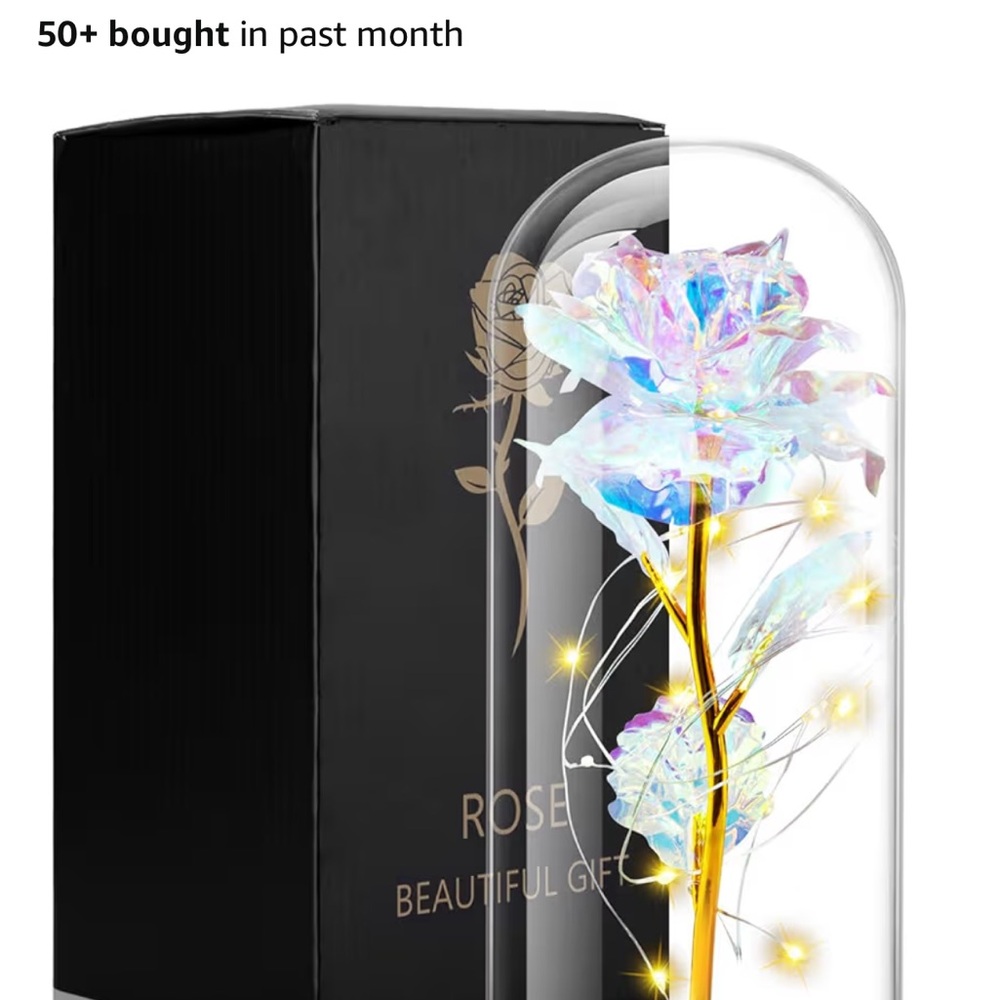 LED Light-Up Rose in Glass Dome 12|B2